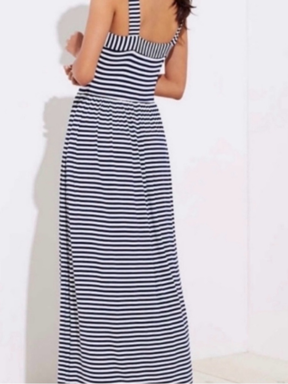 LOFT Black and White Striped Maxi Dress - Picture 2 of 6